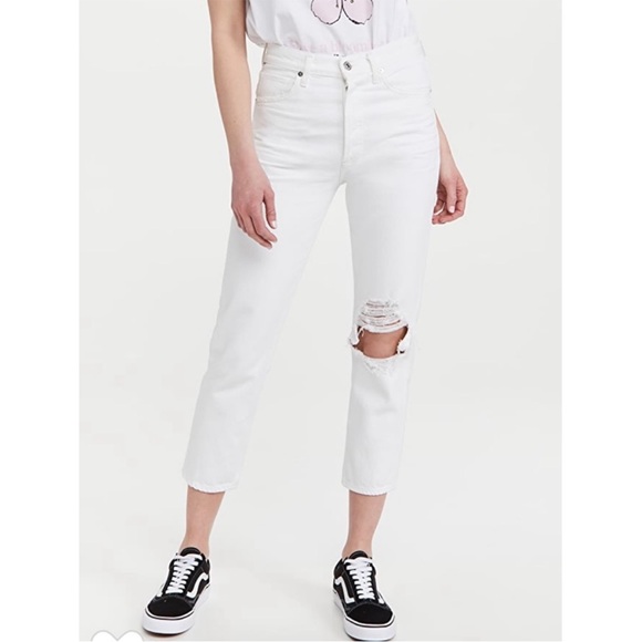 Citizens of Humanity Distressed Charlotte Crop White Fiori Jeans, Size 26 - Picture 14 of 14